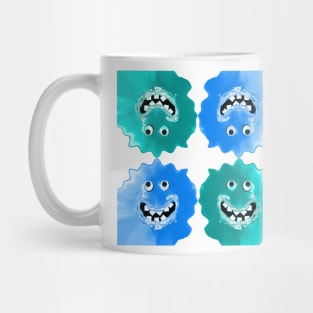 Slime Blue Jelly Monster Emoji Pixel Smiling Face Mug